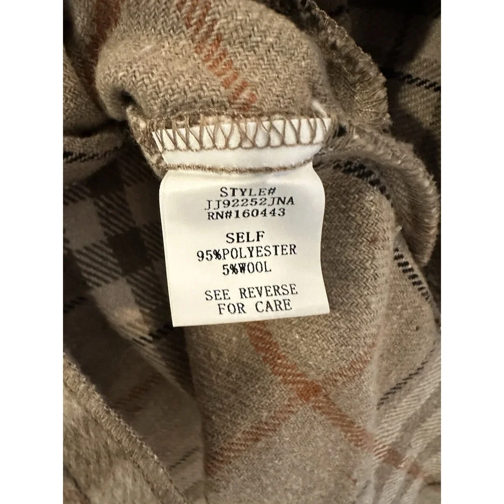 Brown Tan Plaid Flannel Button Down Women's Size Medium